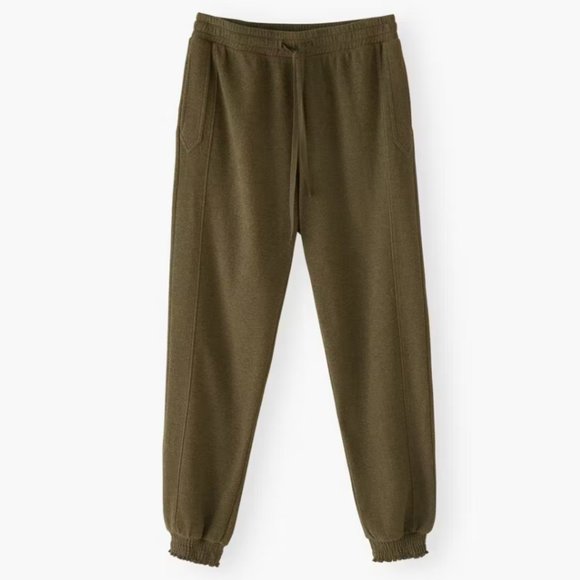 Wrap London Mélange Cotton Panelled Joggers in Forest Green - Picture 2 of 9